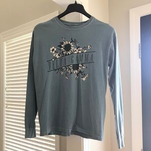 Delta Gamma Comfort Colors Size Medium Floral Long Sleeve Vintage Look T-Shirt